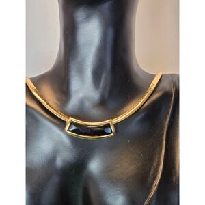 Necklace 925 sterling black onyx gold tone